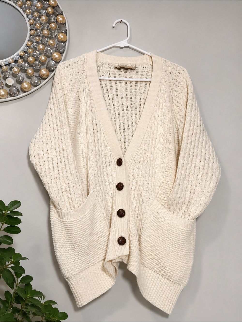 Propaganda Oversized Cable Knit Cardigan | Cream | XS ( S )
